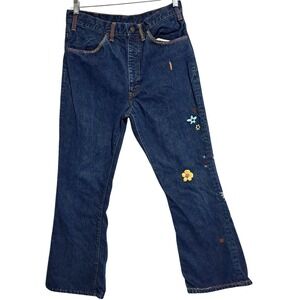 Levis Big E Jeans 30x28 646 Orange Tab Embroidered Floral Bell Bottoms Vintage 7
